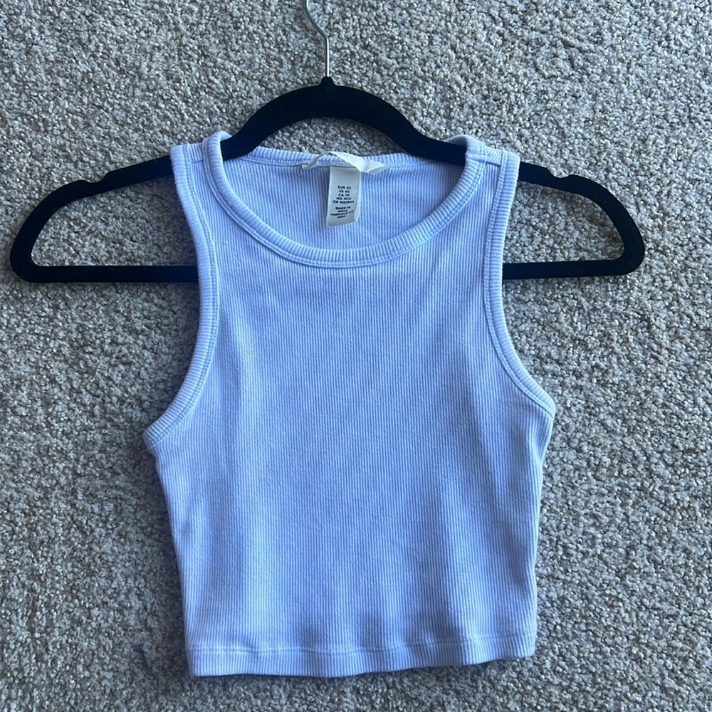 H&M Light baby blue ribbed crop tank